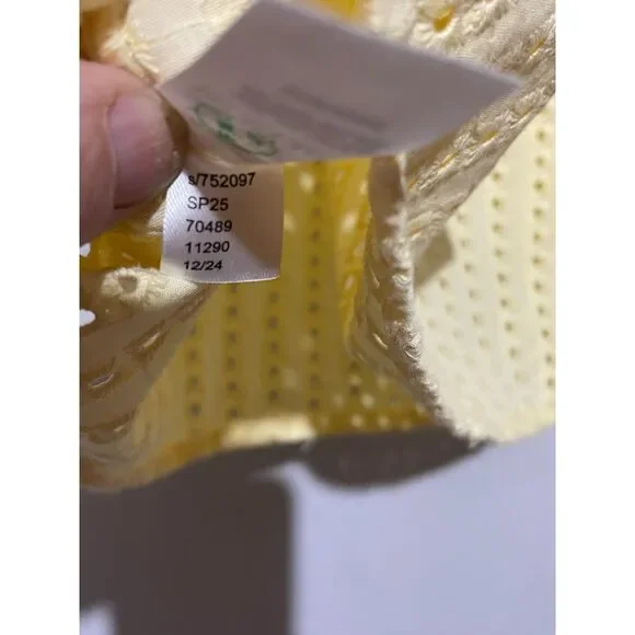 New Loft Eyelet Cutout Back Bubble Sleeve Top Butter Yellow - Picture 6 of 14